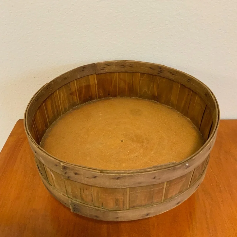 Unique Vintage Round Woven Splint Wood Basket - 12 Inches